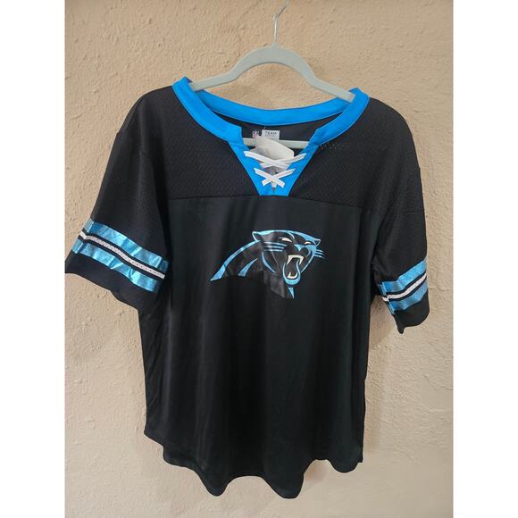 NFL Tops - NFL Carolina Panthers Jersey Tackle V-Neck T-Shirt, Women's Size Large, NWT